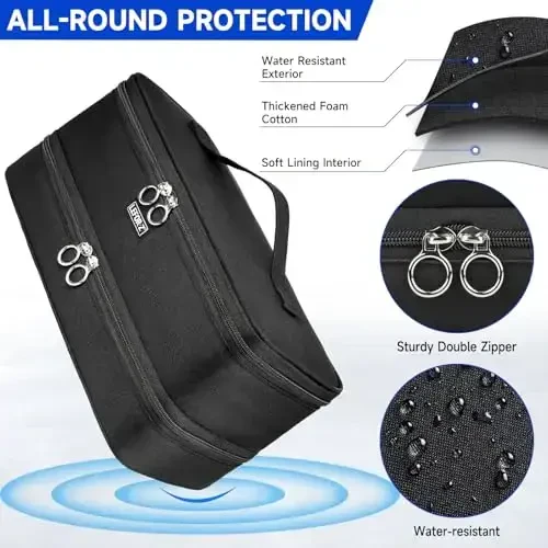 Travel Carrying Case Compatible with Shark Flexstyle Styler/Hair Dryer,Double-Layer Hair Hot Tools Storage Bag Compatible with Airwrap Styler/Supersonic Hair Dryer and Attachments,Apricot(Bag Only) - 4