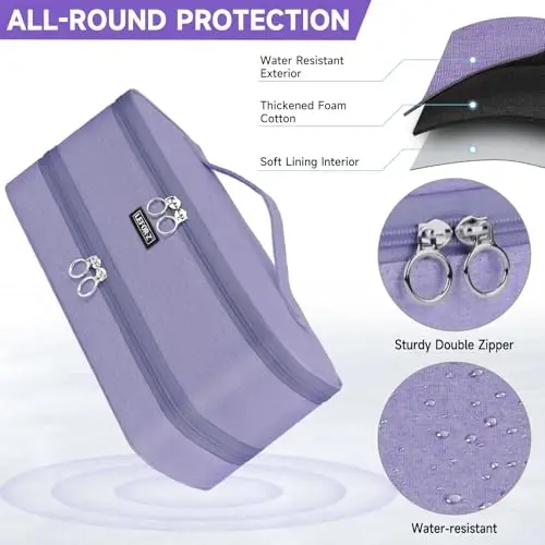 Travel Carrying Case Compatible with Shark Flexstyle/FlexFusion/Hair Dryer, Double-Layer Hair Hot Tools Storage Bag Fits for Dyson Airwrap Styler/Supersonic Hair Dryer and Attachments, Light Purple - 4