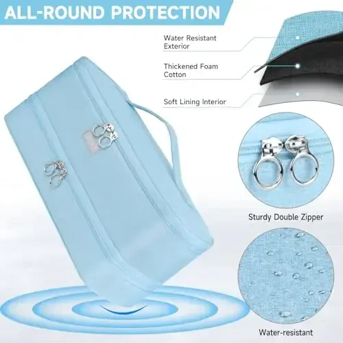 Travel Carrying Case Compatible with Shark Flexstyle/FlexFusion/Hair Dryer,Double-Layer Hair Hot Tools Storage Bag Fits for Dyson Airwrap Styler/Supersonic Hair Dryer and AttacModazoneents,Blue-Bag Only - 4