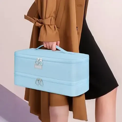 Travel Carrying Case Compatible with Shark Flexstyle/FlexFusion/Hair Dryer,Double-Layer Hair Hot Tools Storage Bag Fits for Dyson Airwrap Styler/Supersonic Hair Dryer and AttacModazoneents,Blue-Bag Only - 7