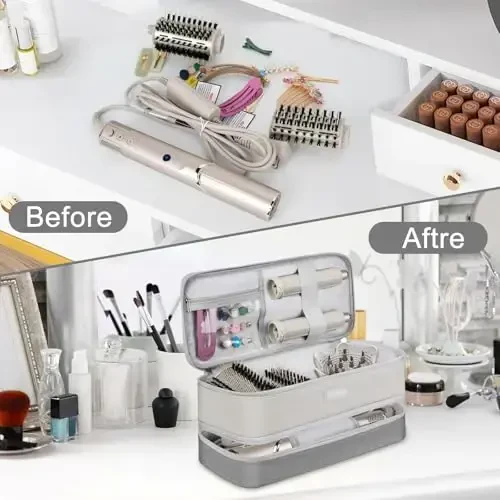 Travel Carrying Case Compatible with Shark Flexstyle/FlexFusion/Hair Dryer,Double-Layer Hair Hot Tools Storage Bag Fits for Dyson Airwrap Styler/Supersonic Hair Dryer and AttacModazoneents,Grey-Bag Only - 6