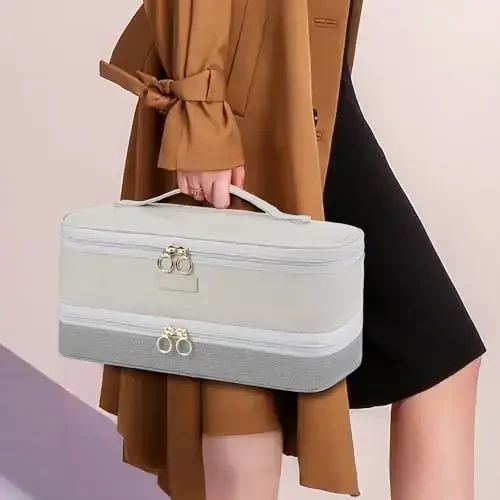 Travel Carrying Case Compatible with Shark Flexstyle/FlexFusion/Hair Dryer,Double-Layer Hair Hot Tools Storage Bag Fits for Dyson Airwrap Styler/Supersonic Hair Dryer and AttacModazoneents,Grey-Bag Only - 7