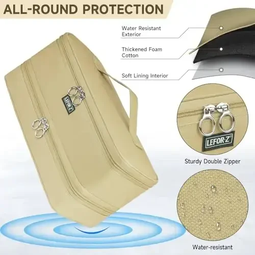 Travel Carrying Case Compatible with Shark Flexstyle/FlexFusion/Hair Dryer,Double-Layer Hair Hot Tools Storage Bag Fits for Dyson Airwrap Styler/Supersonic Hair Dryer and AttacModazoneents,Khaki-Bag Only - 4