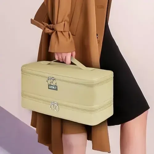 Travel Carrying Case Compatible with Shark Flexstyle/FlexFusion/Hair Dryer,Double-Layer Hair Hot Tools Storage Bag Fits for Dyson Airwrap Styler/Supersonic Hair Dryer and AttacModazoneents,Khaki-Bag Only - 7