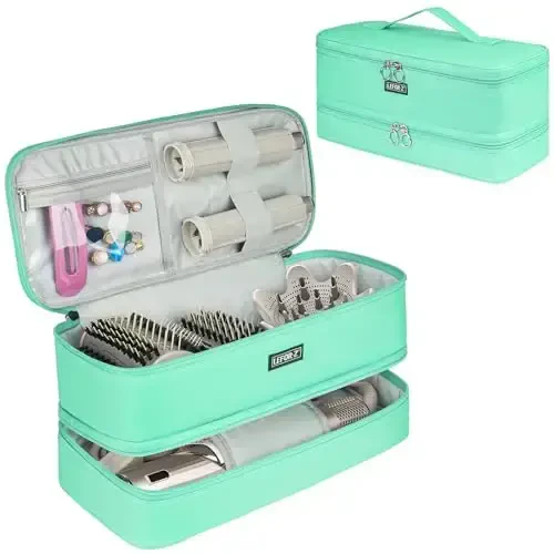 Travel Carrying Case Compatible with Shark Flexstyle/FlexFusion/Hair Dryer,Double-Layer Hair Hot Tools Storage Bag Fits for Dyson Airwrap Styler/Supersonic Hair Dryer and AttacModazoneents,Mint Green 