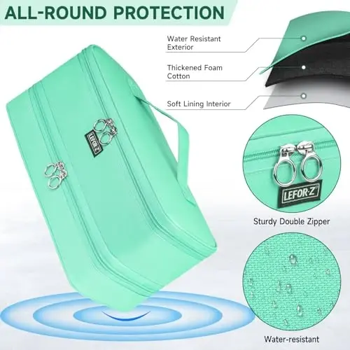 Travel Carrying Case Compatible with Shark Flexstyle/FlexFusion/Hair Dryer,Double-Layer Hair Hot Tools Storage Bag Fits for Dyson Airwrap Styler/Supersonic Hair Dryer and AttacModazoneents,Mint Green - 4