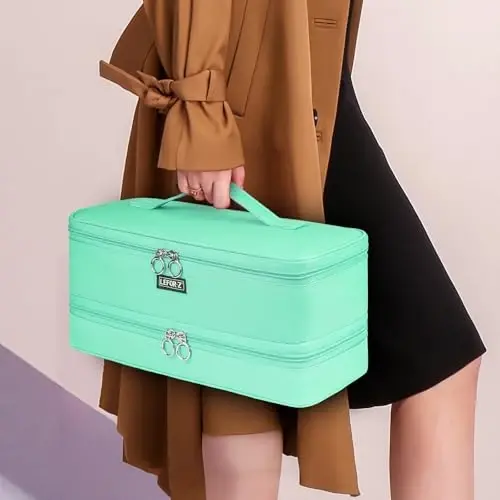 Travel Carrying Case Compatible with Shark Flexstyle/FlexFusion/Hair Dryer,Double-Layer Hair Hot Tools Storage Bag Fits for Dyson Airwrap Styler/Supersonic Hair Dryer and AttacModazoneents,Mint Green - 7