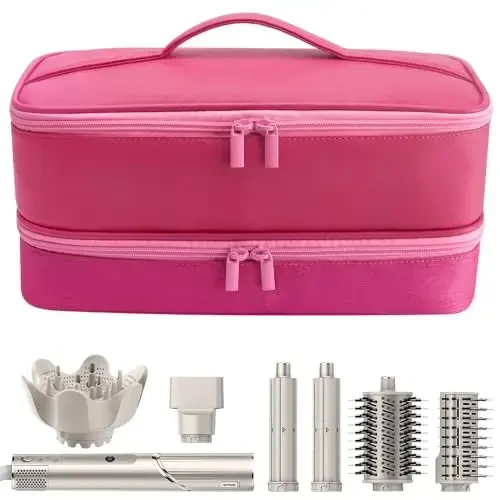 Travel Carrying Case for Hair Dryer for Shark Flexstyle Double-Layer Hair Accessories Tools Storage Bag for Revlon Hairdryer Styler Organizer (P-Pink) - 1