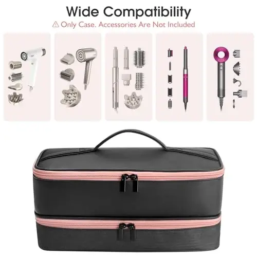 Travel Carrying Case for Hair Dryer for Shark FlexStyle Hair Dryer Bag Double-Layer Beauty Styler Organizer Hair Tool Storage Bag Hairdryer Accessories Black Case - 4