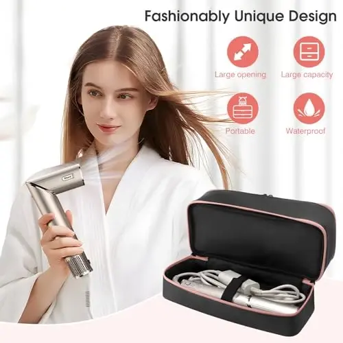 Travel Carrying Case for Hair Dryer for Shark FlexStyle Hair Dryer Bag Double-Layer Beauty Styler Organizer Hair Tool Storage Bag Hairdryer Accessories Black Case - 5