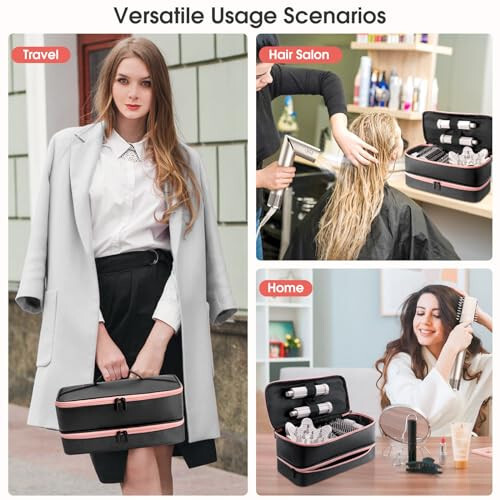 Travel Carrying Case for Hair Dryer Shark Flexstyle Dyson Airwrap Brush Double-Layer Hair Accessories Tools Storage Bag for Revlon Hairdryer Styler Organizer - 6