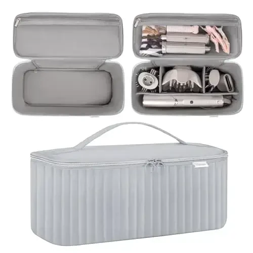 Travel Carrying Case for Hair Dryer Shark Flexstyle Dyson Airwrap Brush Hair Accessories Tools Storage Bag for Revlon Hairdryer Styler Organizer (Silver Gray) - 3