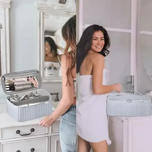 Travel Carrying Case for Hair Dryer Shark Flexstyle Dyson Airwrap Brush Hair Accessories Tools Storage Bag for Revlon Hairdryer Styler Organizer (Silver Gray) - 6