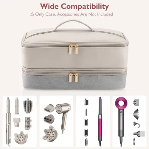 Travel Carrying Case for Hair Dryer Shark Flexstyle FlexFusion Airwrap Brush Double-Layer Hair Accessories Tools Storage Bag for Revlon Hairdryer Styler Organizer - 4