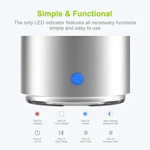 Travel Case Packed, Wireless Mini Bluetooth Speaker with Custom Bass Radiator. EWA A106, Small But Loud, The Next Generation of Portable Speakers for Home, Outdoors, Shower (Silver)1.89* 1.57 inches - 5