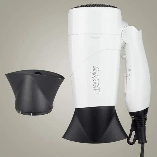 Travel Compact Hair Dryer, 1875W Lightweight Blow Dryer with Detachable Handle, 1 Nozzle, 2 Heat Settings, 2 Speed Slide Switch, Cool Shot Button, Fast Drying for Family, Student (White) - MODAZONE