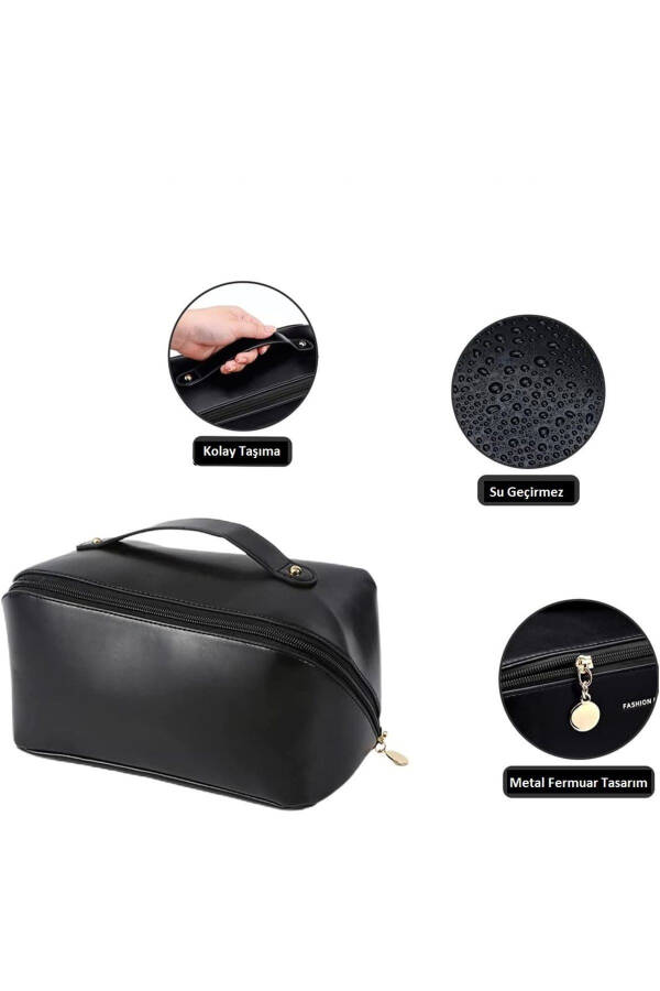 Travel Cosmetic Carrying Bag Waterproof Leather Makeup Organizer Bag - 3