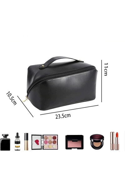 Travel Cosmetic Carrying Bag Waterproof Leather Makeup Organizer Bag - 4