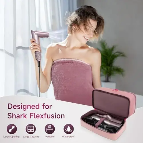 Travel Hair Dryer Case for Shark FlexFusion Case, Shark FlexStyle sochlarini quritgich uchun portativ soch asboblari sumkasi, Shark Flex Fusion havo to'g'rilagichi uchun ikki qavatli saqlash sumkasi AttacModazoneents ushlagichi - 5