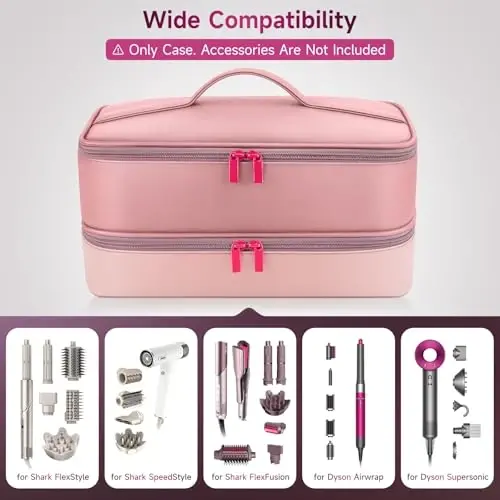Travel Hair Dryer Case for Shark FlexFusion Case, Shark FlexStyle sochlarini quritgich uchun portativ soch asboblari sumkasi, Shark Flex Fusion havo to'g'rilagichi uchun ikki qavatli saqlash sumkasi AttacModazoneents ushlagichi - 3