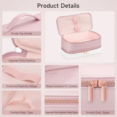 Travel Hair Dryer Case for Shark Glam, Portable Hair Tools Bag for Shark FlexFusion, Double-Layer Storage Carrying Case for FlexStyle Blow Dryer, Silki Straightener & Glossi Attachments Holder (Pink) - 6