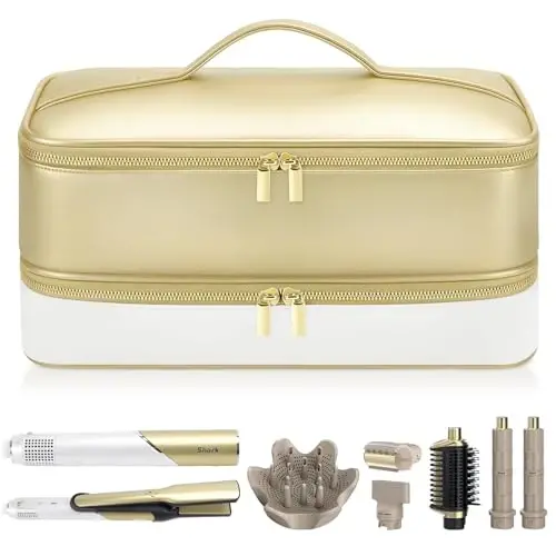 Travel Hair Dryer Case for Shark Glam, Portable Hair Tools Bag for Shark FlexFusion, Double-Layer Storage Carrying Case for Shark FlexStyle Blow Dryer, Silki Straightener & Glossi AttacModazoneents Holder - ADWORTE