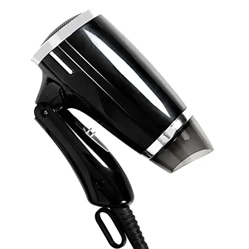 Travel Hair Dryer Folding Compact Blow Dryers Portable Small Professional with 3 Heat Settings Lightweight Mini 8x7inch Low Noise (Black) 