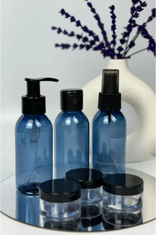 Travel Makeup Bag And Blue Bottle 100ml Travel Kit 6 Pack - 2