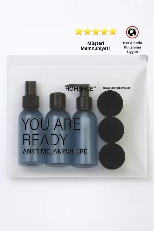 Travel Makeup Bag And Blue Bottle 100ml Travel Kit 6 Pack - 3