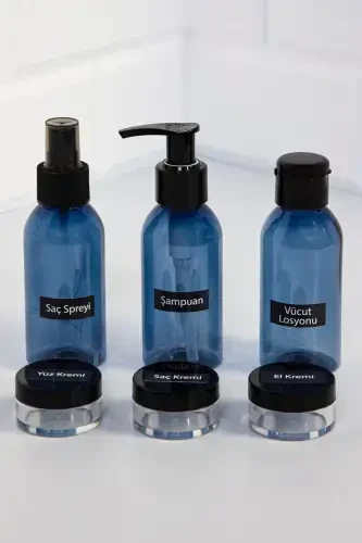 Travel Makeup Bag And Blue Bottle 100ml Travel Kit 6 Pack - 4