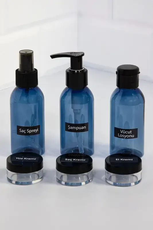 Travel Makeup Bag And Blue Bottle 100ml Travel Kit 6 Pack - 4