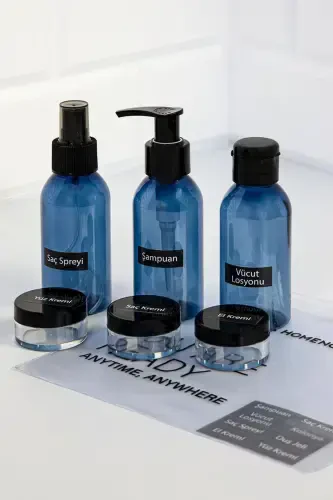 Travel Makeup Bag And Blue Bottle 100ml Travel Kit 6 Pack - 5