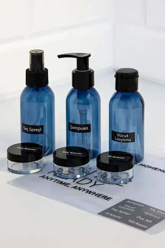 Travel Makeup Bag And Blue Bottle 100ml Travel Kit 6 Pack - 5