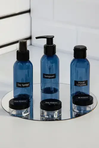 Travel Makeup Bag And Blue Bottle 100ml Travel Kit 6 Pack - 6