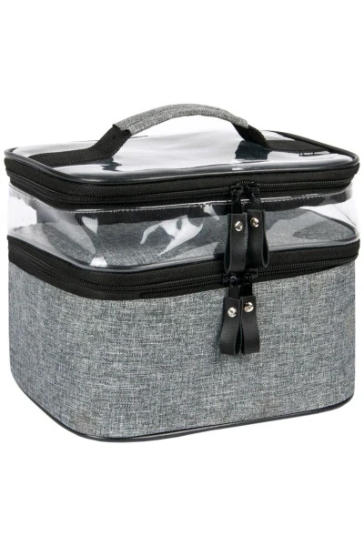 Travel Makeup Bag Women's Toiletry Bag Double Compartment Transparent Compartment Ankaflex Makeup Bag - 1