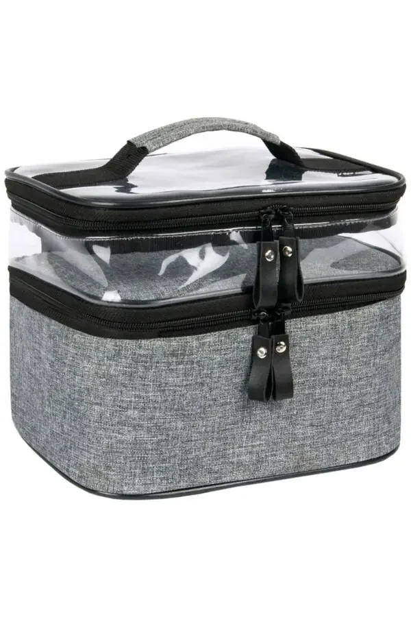 Travel Makeup Bag Women's Toiletry Bag Double Compartment Transparent Compartment Ankaflex Makeup Bag - 1