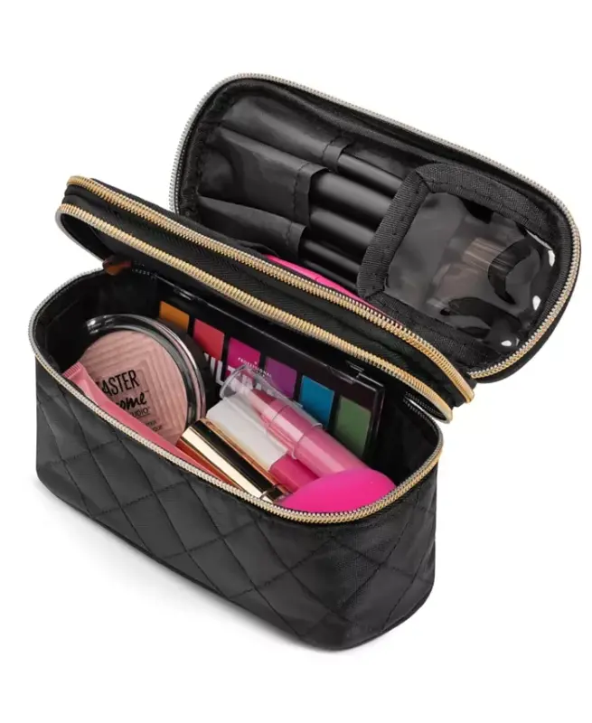 Travel Makeup Case (1 Piece) with Travel-Sized Makeup Brushes (4 Pieces) | Travel Accessories-Black - 1