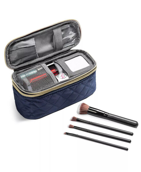 Travel Makeup Case (1 Piece) with Travel-Sized Makeup Brushes (4 Pieces) | Travel Accessories Navy - 2