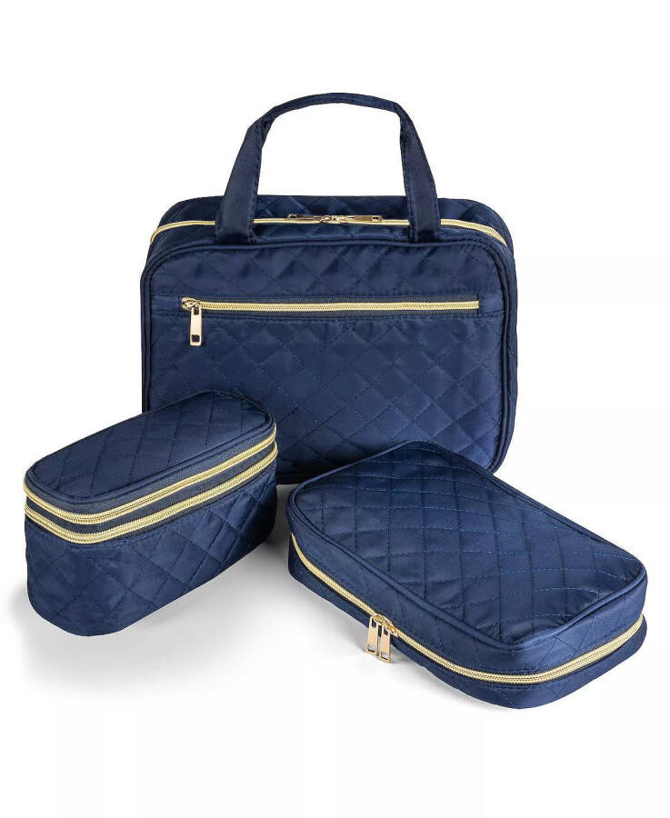 Travel Makeup Case (1 Piece) with Travel-Sized Makeup Brushes (4 Pieces) | Travel Accessories Navy - 3