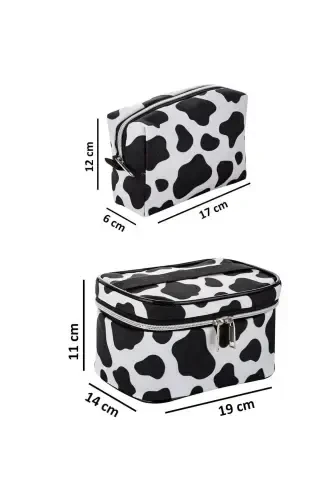 Travel Makeup Organizer Multifunctional Cosmetic Bag Fabric - 2-Piece Set Dalmatian Pattern-Dalmatian Pattern - NS RELIABLE (1)