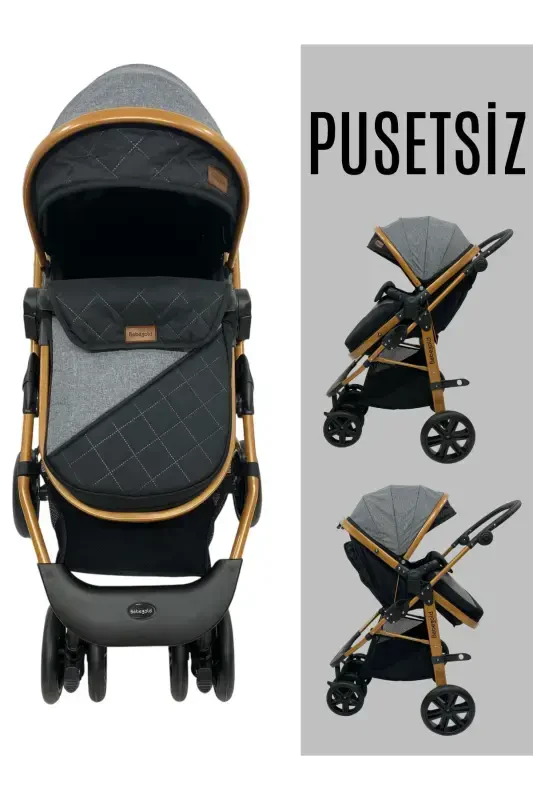 Travel Sistem, Ikki tomonlama, (Sayohat tizimi) Bolalar aravachasi Pusetsiz-Kulrang - BEBEGOLD