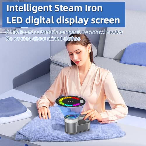 Travel Steamer for Clothes Portable Mini-6 Intelligent Ironing Modes. Travel Iron Mini with Steam Clothes Steamer, Digital Diplay Screen. Portable Steamer & Mini Iron for Home and Travel. - 2