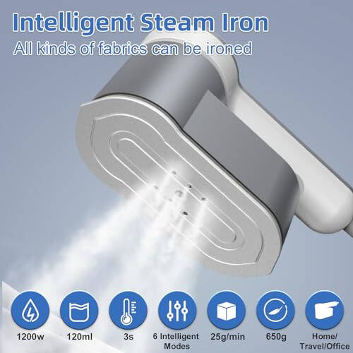 Travel Steamer for Clothes Portable Mini-6 Intelligent Ironing Modes. Travel Iron Mini with Steam Clothes Steamer, Digital Diplay Screen. Portable Steamer & Mini Iron for Home and Travel. - 5