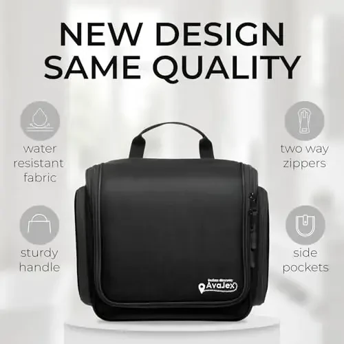 Travel Toiletry Bag for Men and Women - (10.6”x10.6”x3.2”) Large Hanging Toiletry Organizer - Waterproof Hygiene Bag with Metal XXL Swivel Hook, with Sturdy Zippers and 15 Compartments for Toiletries - 4