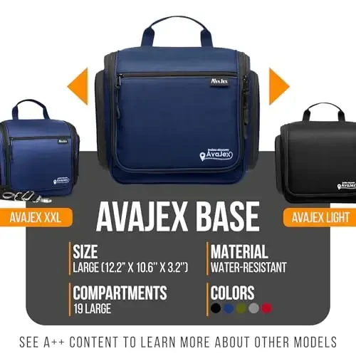 Travel Toiletry Bag for Men and Women - (10.6”x10.6”x3.2”) Large Hanging Toiletry Organizer - Waterproof Hygiene Bag with Metal XXL Swivel Hook, with Sturdy Zippers and 19 Compartments for Toiletries - 2