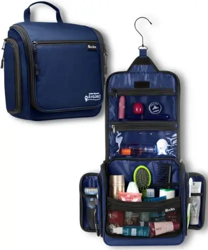 Travel Toiletry Bag for Men and Women - (10.6”x10.6”x3.2”) Large Hanging Toiletry Organizer - Waterproof Hygiene Bag with Metal XXL Swivel Hook, with Sturdy Zippers and 19 Compartments for Toiletries - 1