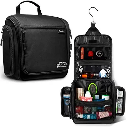 Travel Toiletry Bag for Men and Women - Large Hanging Toiletry Organizer - Waterproof Hygiene Bag with Metal XXL Swivel Hook, with YKK Zippers and 19 Compartments for Toiletries, Makeup, Cosmetics - TRAVEL