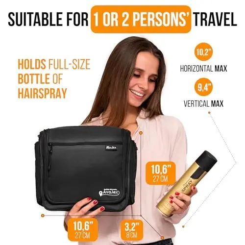 Travel Toiletry Bag for Men and Women - Large Hanging Toiletry Organizer - Waterproof Hygiene Bag with Metal XXL Swivel Hook, with YKK Zippers and 19 Compartments for Toiletries, Makeup, Cosmetics - 5