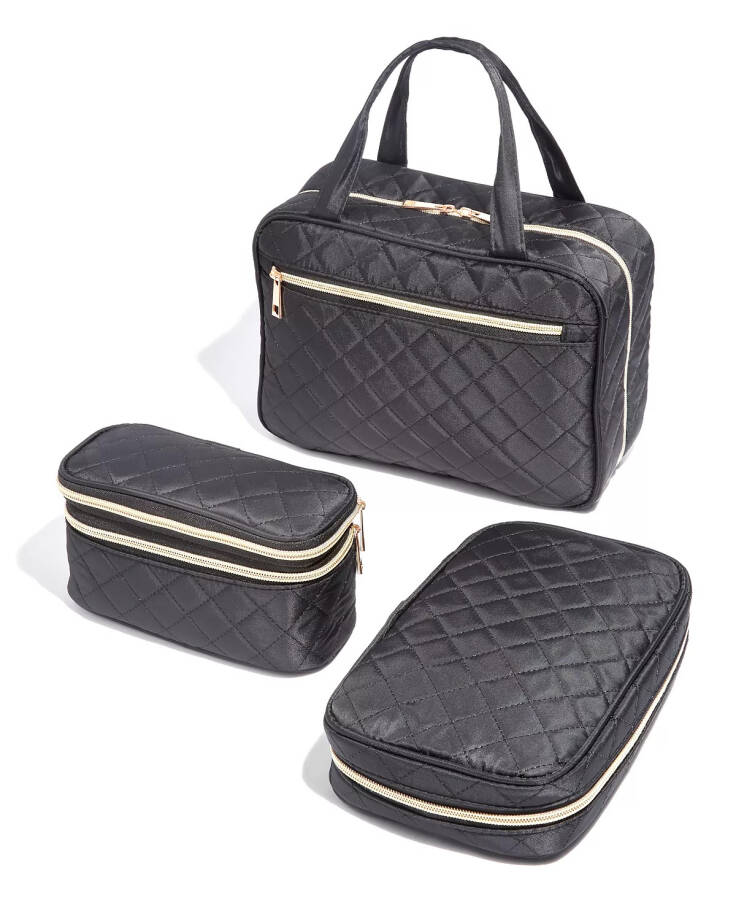 Travel Trio (3 Pieces) with Jewelry Case, Makeup Case, and Toiletry Bag | Travel Accessories Black - 1