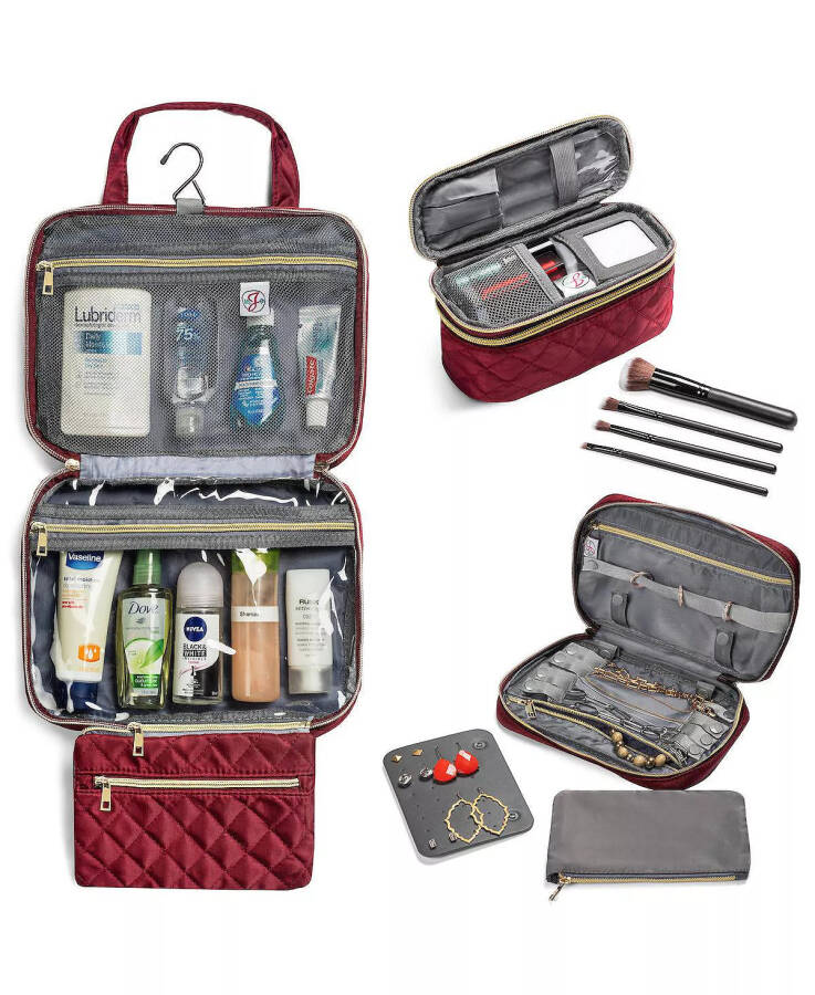 Travel Trio (3 Pieces) with Jewelry Case, Makeup Case, and Toiletry Bag | Travel Accessories Garnet - 2